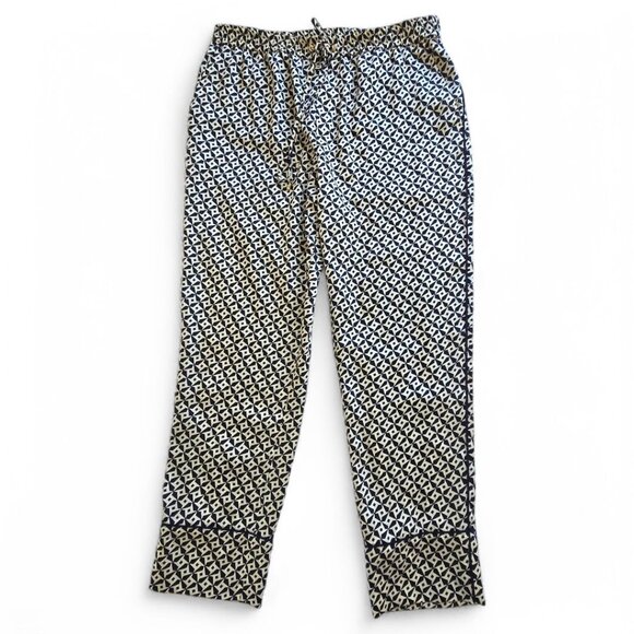 Ralph Lauren Womens Size 10 Geo Print Lounge Pants Elastic Waist Blue/White - Picture 4 of 8
